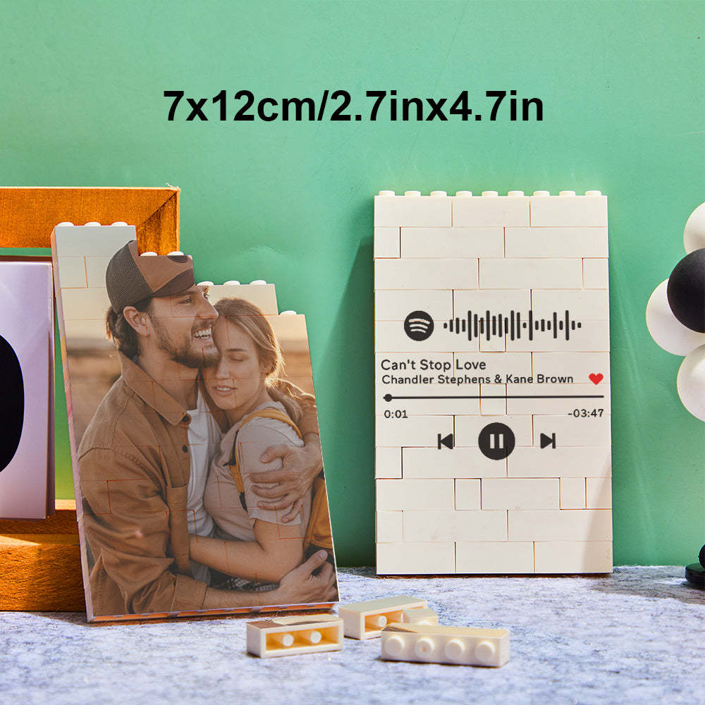 Benutzerdefinierter Fotobaustein, Personalisierter Musikcodeblock, Herzförmiger Fotoblock, Geschenke Für Sie - MyCustomBrickheadz