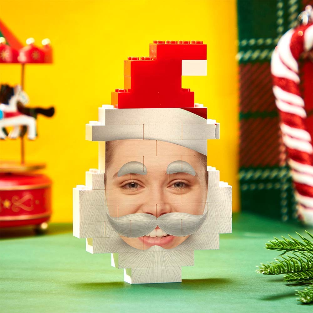 Weihnachtsmann-gebäudeziegel-kundenspezifischer Gesichts-foto-block-weihnachtsgeschenke-verzierung - MyCustomBrickheadz