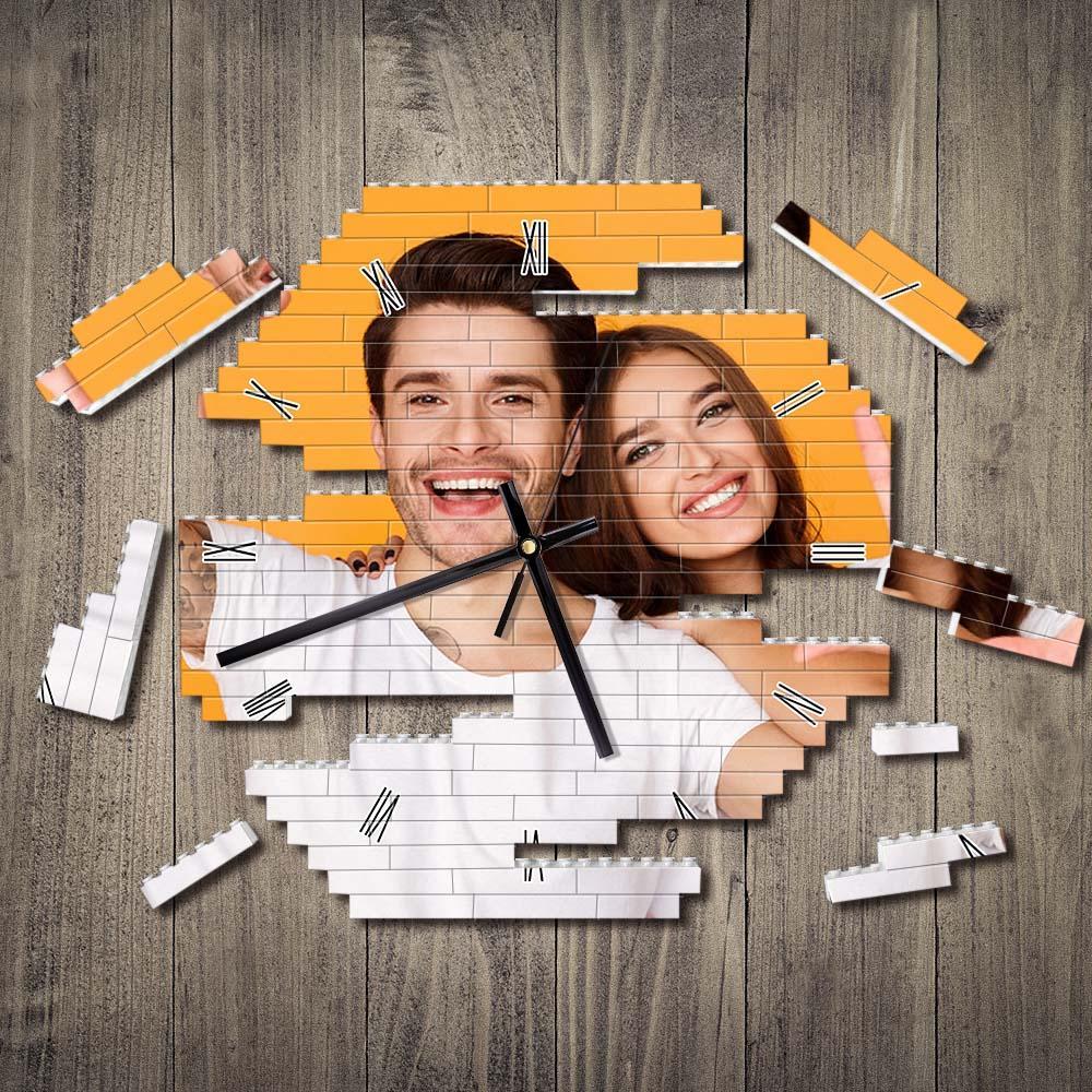 Benutzerdefinierte Baustein-wanduhr, Persönlichkeitspuzzle, Benutzerdefinierte Foto-zeiger-ziegelstein-uhr - MyCustomBrickheadz