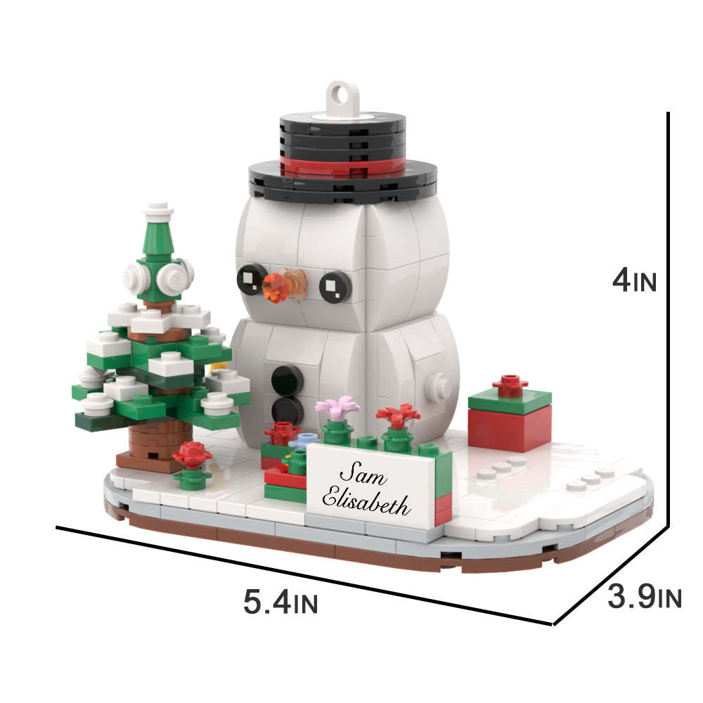 Lustige Weihnachtsgeschenke, Personalisierte Ziegelfiguren Mit Weihnachtssockel Und Schneemann - MyCustomBrickheadz