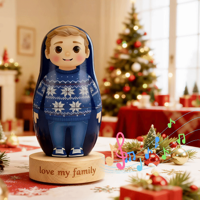 Personalisiertes Portrait, Nesting Doll, Individuelles Foto, Familienportrait, Cartoon-stil, Geschenk, Foto, Jahrestagsgeschenk - MyCustomBrickFigures