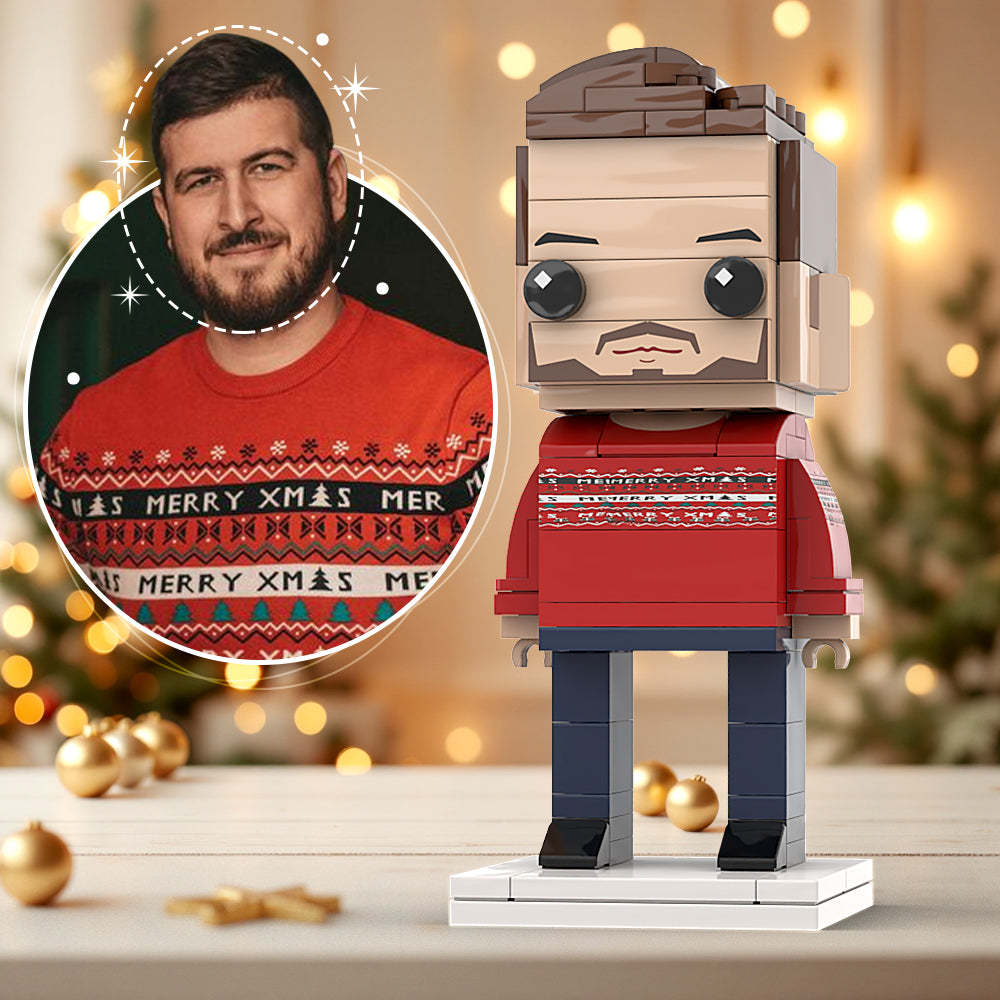 Benutzerdefinierte Kopf-ziegelfiguren, Klassisches Weihnachts-personalisiertes, Ineinandergreifendes Kunststoffspielzeug, Weihnachtsgeschenk Für Männer - MyCustomBrickheadz