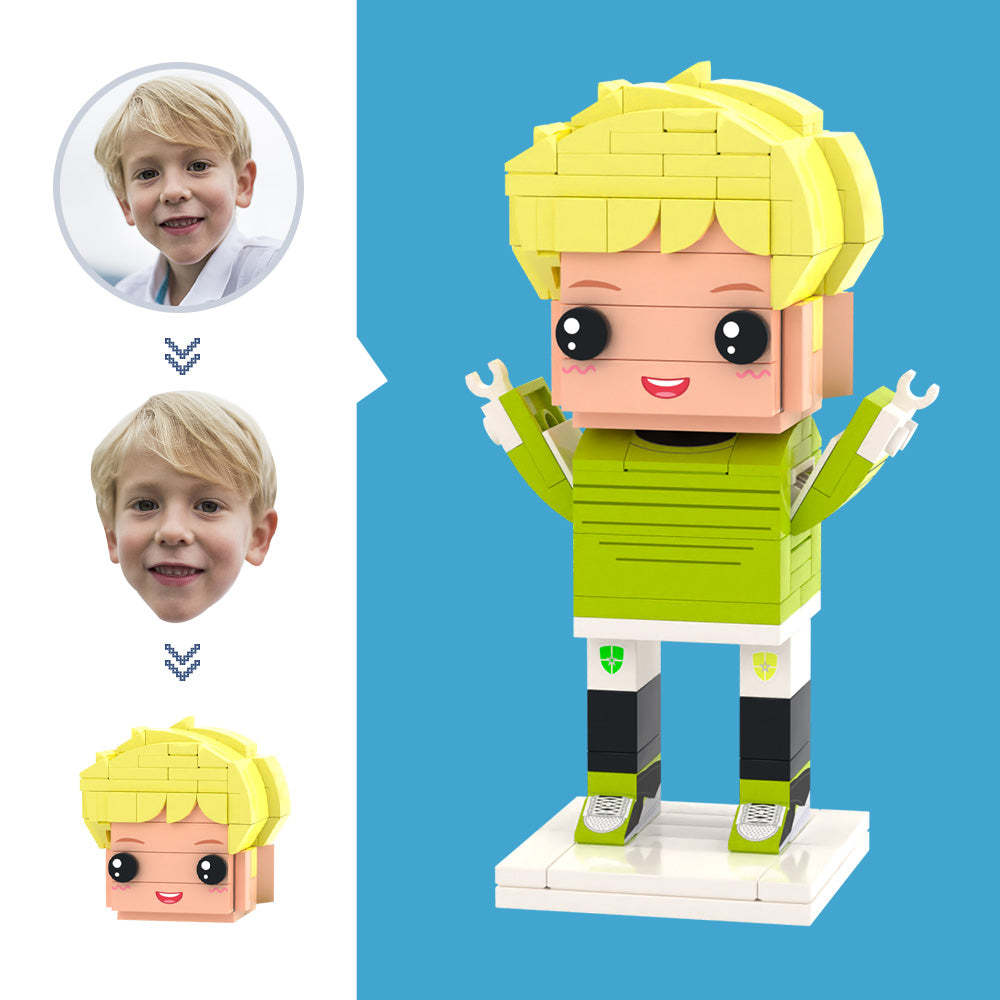 Maßgeschneiderte Kopffußball-juniorfiguren, Kleines Partikelblockspielzeug, Anpassbare Ziegelkunstgeschenke - MyCustomBrickheadz