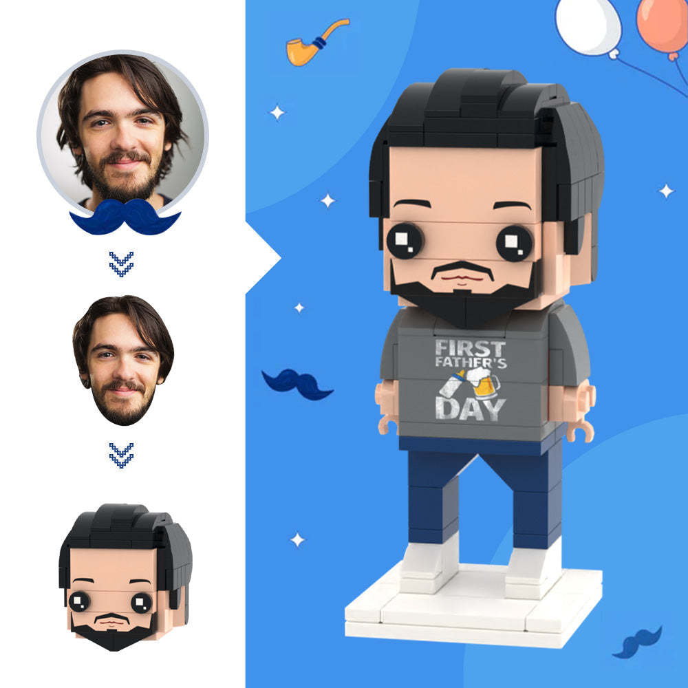 Erste Geschenke Zum Vatertag, Individuelle Kopf-steinfiguren, Vatertags-steinfiguren, Kleines Partikel-block-spielzeug - MyCustomBrickheadz