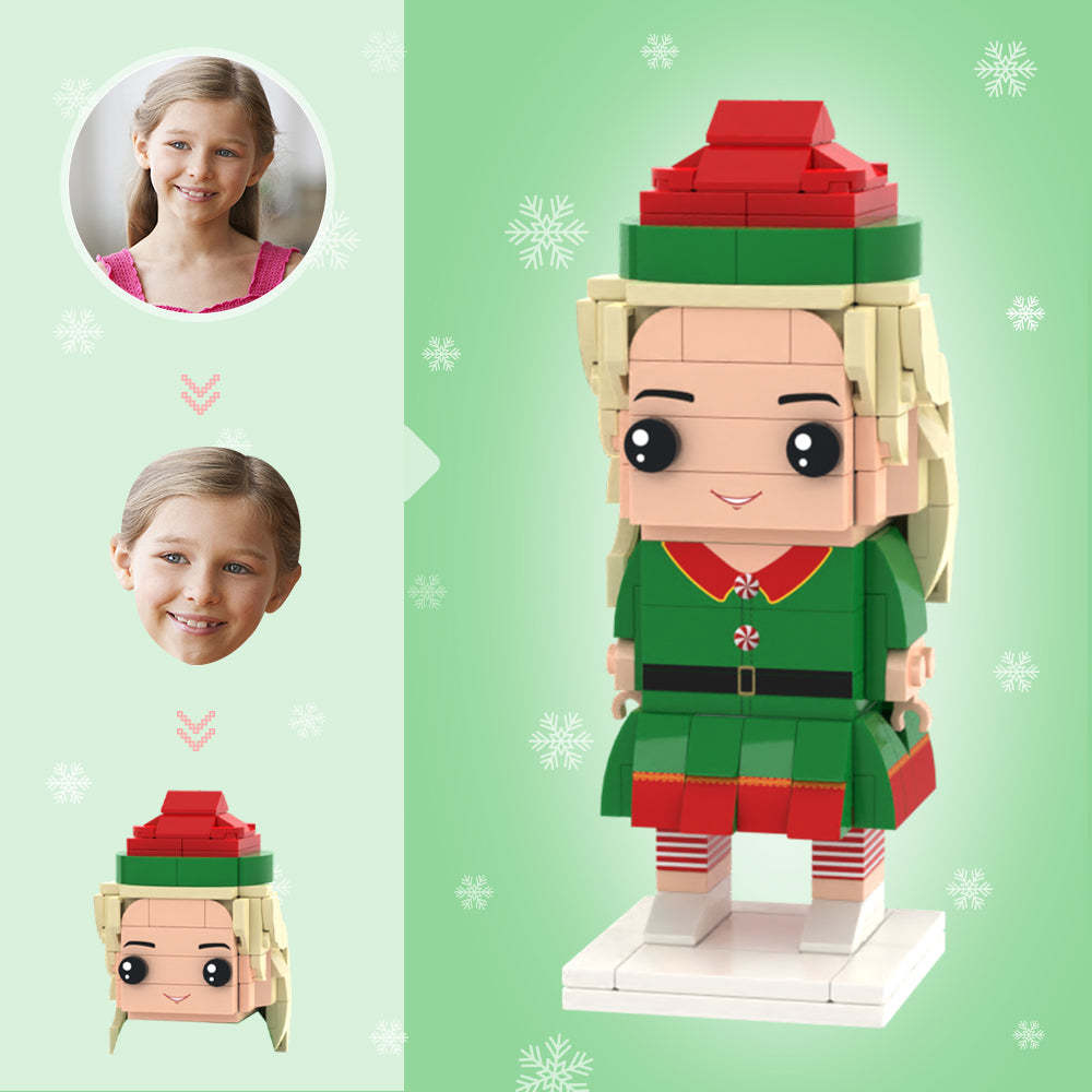 Weihnachtsgeschenke, Individuell Gestaltete Kopf-steinfiguren, Personalisierte Weihnachtselfen-steinfiguren, Kleines Partikel-block-spielzeug - MyCustomBrickheadz