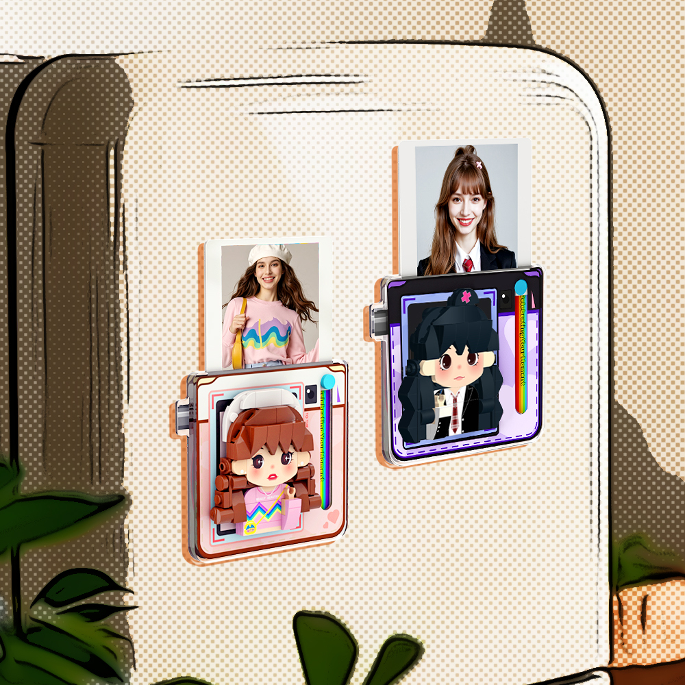 Personalisierte Ziegel Figur Lila Kühlschrank Magnete Polaroid Stil Geschenk Kühlschrank Magnet Geschenk Für Freundin Freund - MyCustomBrickFigures