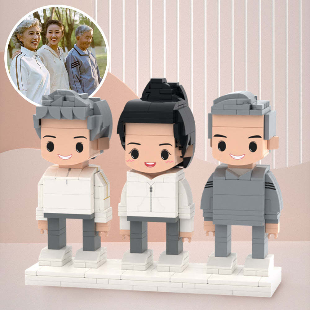 Geschenke Für Älteste 3 Personen Vollständig Benutzerdefinierte Ziegelfiguren Benutzerdefinierte Ziegelfiguren Kleinpartikel-blockspielzeug - MyCustomBrickheadz