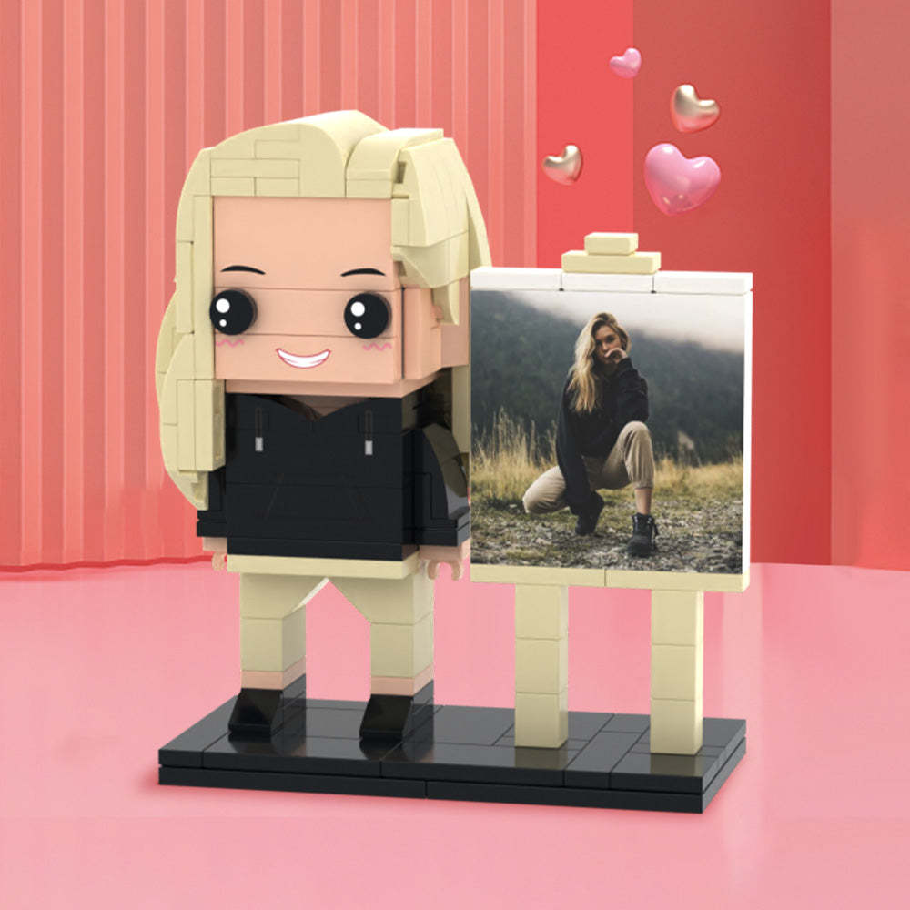 Valentinstagsgeschenke Anpassbarer 1-personen-ziegelstein Mit Rahmenfiguren, Kleines Partikelblockspielzeug - MyCustomBrickheadz