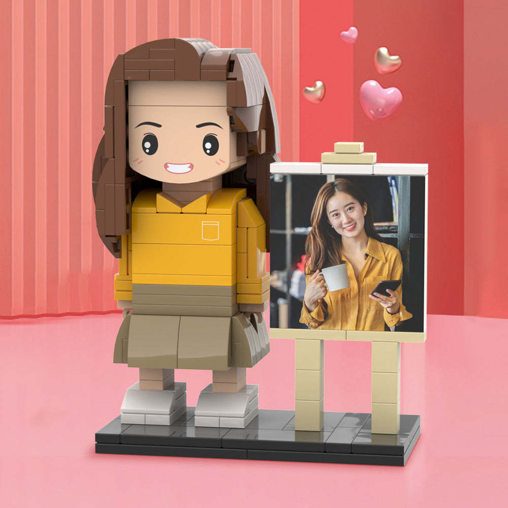 Valentinstagsgeschenke Ganzkörper-maßgeschneiderte 1-personen-steinfiguren Maßgeschneiderte Steinfiguren Mit Rahmen, Spielzeug Aus Kleinen Partikelblöcken - MyCustomBrickheadz