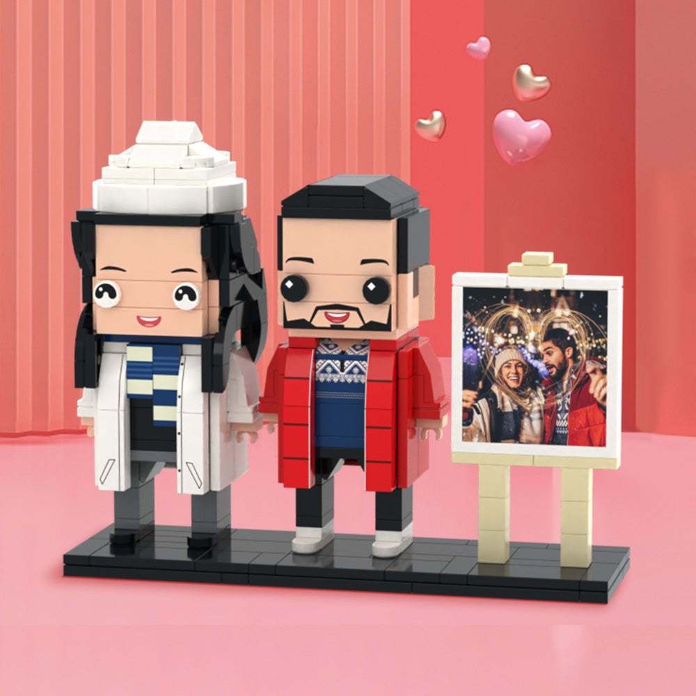 Valentinstagsgeschenke, Ganzkörper-anpassbarer Fotorahmen Für 2 Personen, Individuelle Ziegelfiguren - MyCustomBrickheadz