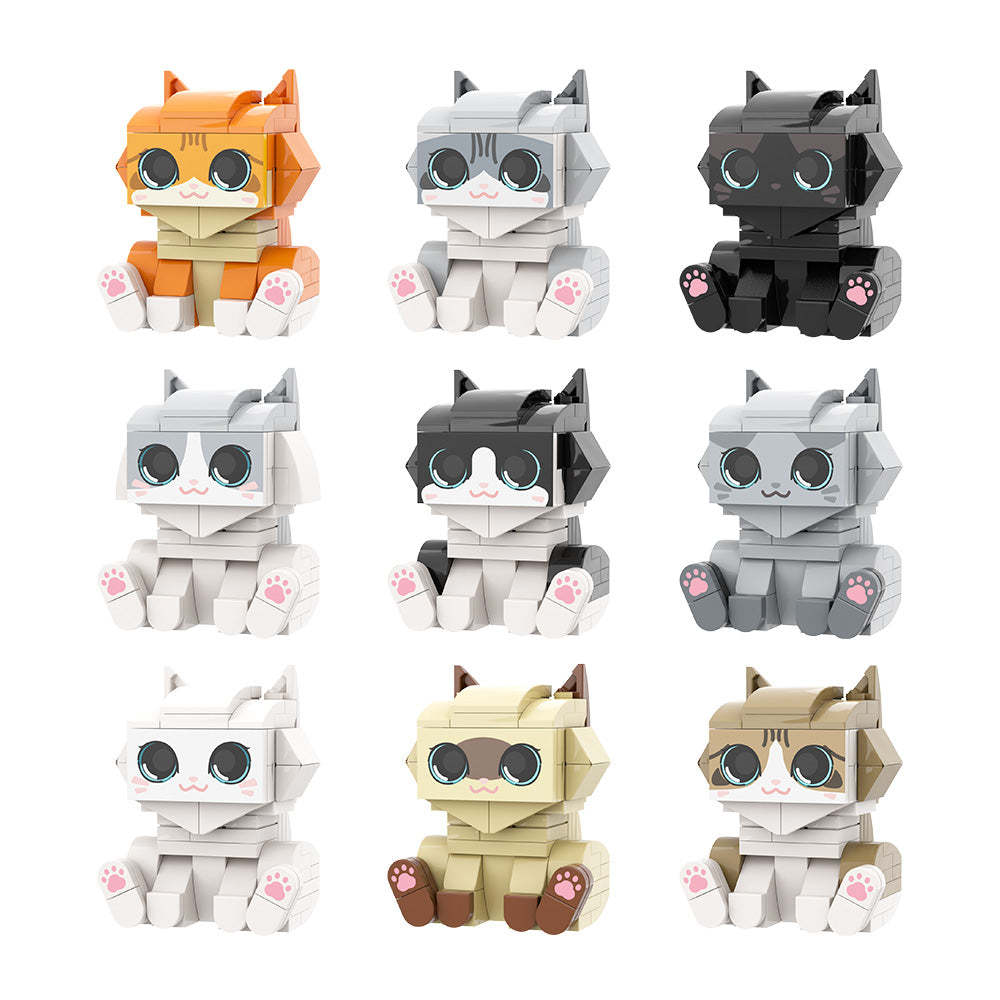 Ganzkörper-anpassbare Niedliche Ziegelfiguren, Personalisierte Niedliche Ziegelfiguren Mit Katze, Kleinem Partikelblockspielzeug - MyCustomBrickheadz