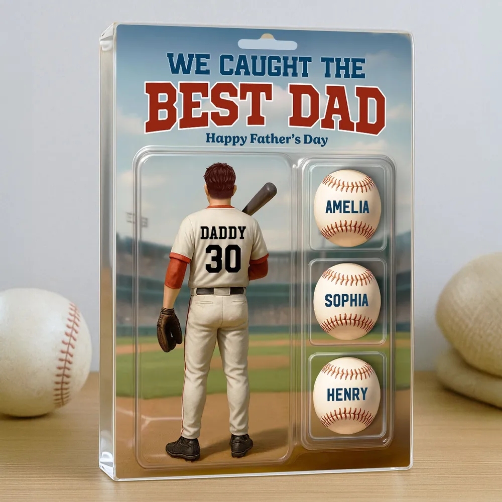 Benutzerdefinierte Figur „wir Haben Den Besten Papa-baseball Gefangen“ Mit Den Namen Der Kinder, Personalisierte Acrylblock-plakette, Perfektes Vatertagsgeschenk Für Ihn, Für Papa, Für Baseball-liebhaber
