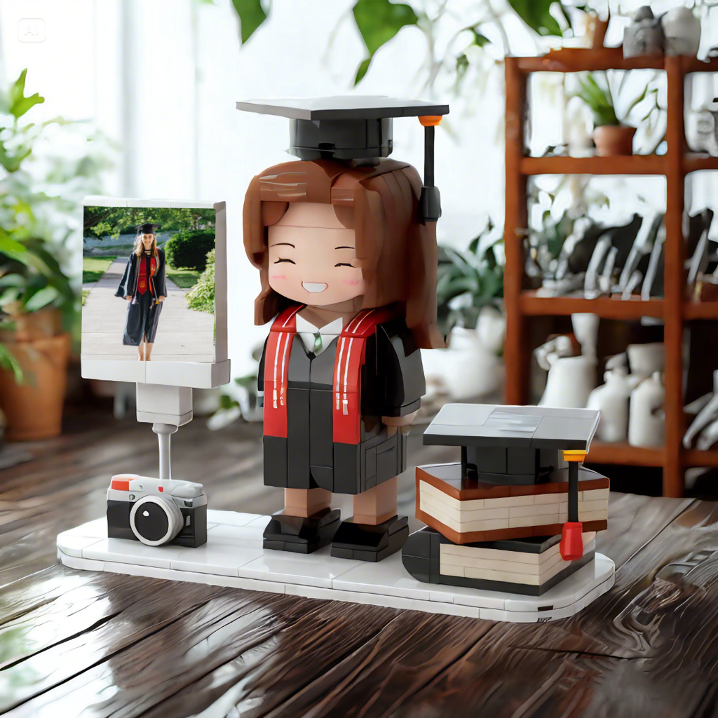 Personalisierte Ganzkörper-ziegelfigur Zum Schulabschluss, Personalisierte Abschlussdekoration, Fotoornament, Ziegelfiguren, Geschenk - MyCustomBrickFigures
