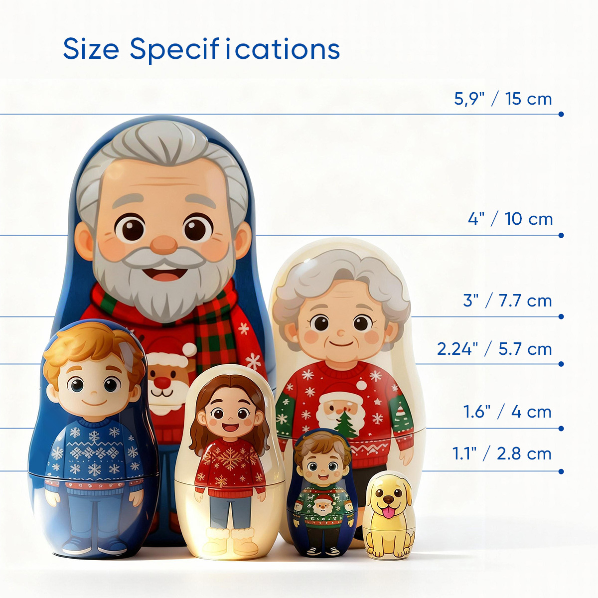 Personalisiertes Portrait, Nesting Doll, Individuelles Foto, Familienportrait, Cartoon-stil, Geschenk, Foto, Jahrestagsgeschenk - MyCustomBrickFigures