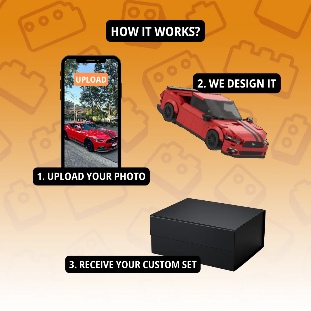 Benutzerdefiniertes Fotoauto-bausteinset - MyCustomBrickFigures