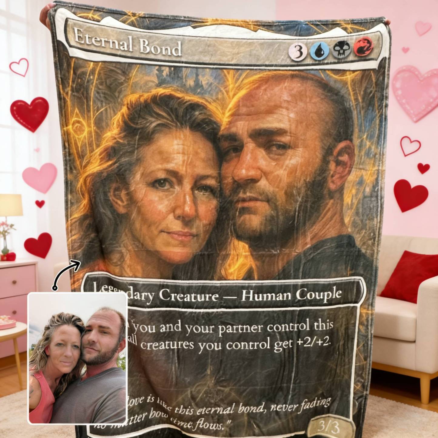 Custom Anime Couples Magic Card Blanket Personalized Photo Magic Anime Card Blanket Gift for Lover
