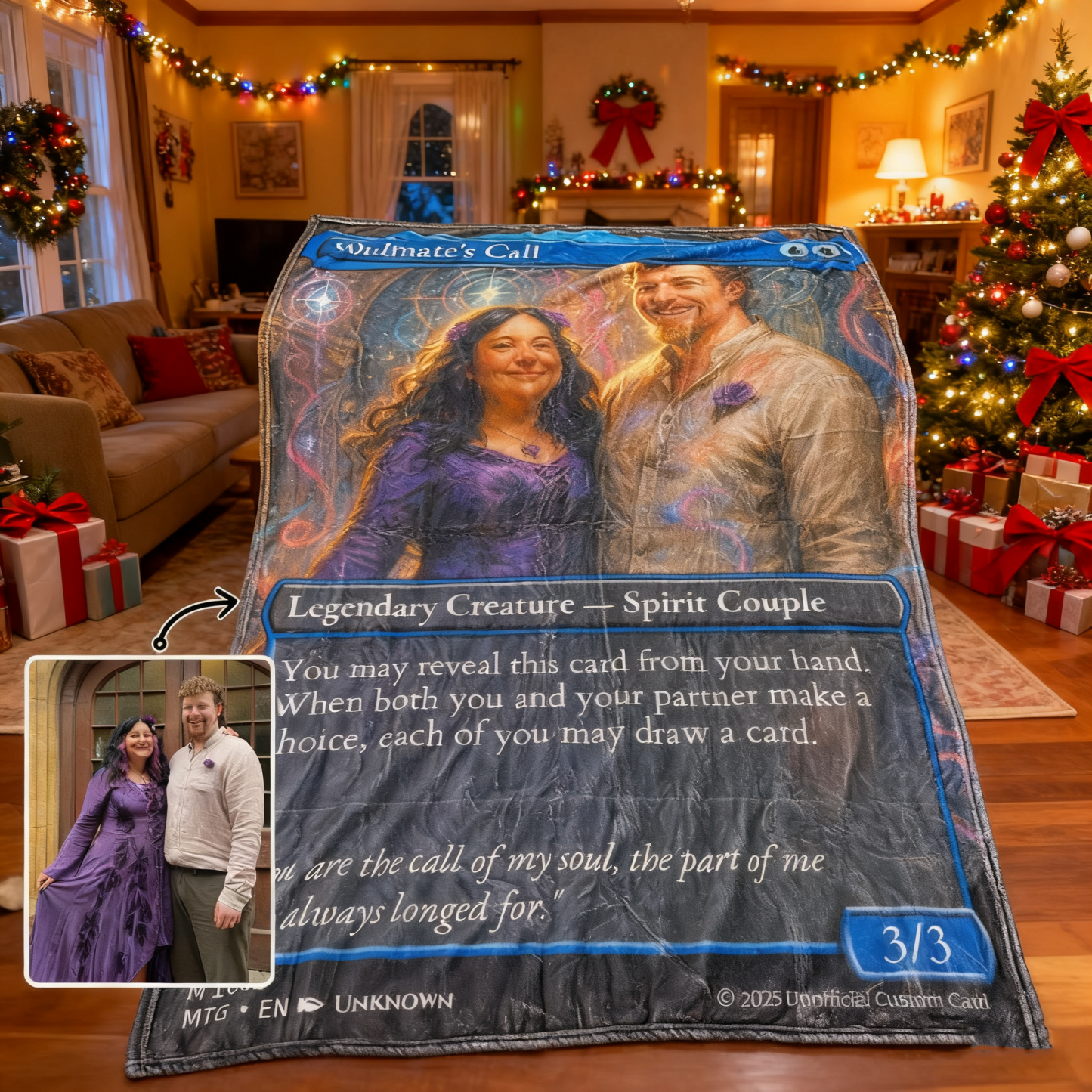 Custom Anime Couples Magic Card Blanket Personalized Photo Magic Anime Card Blanket Gift for Couples