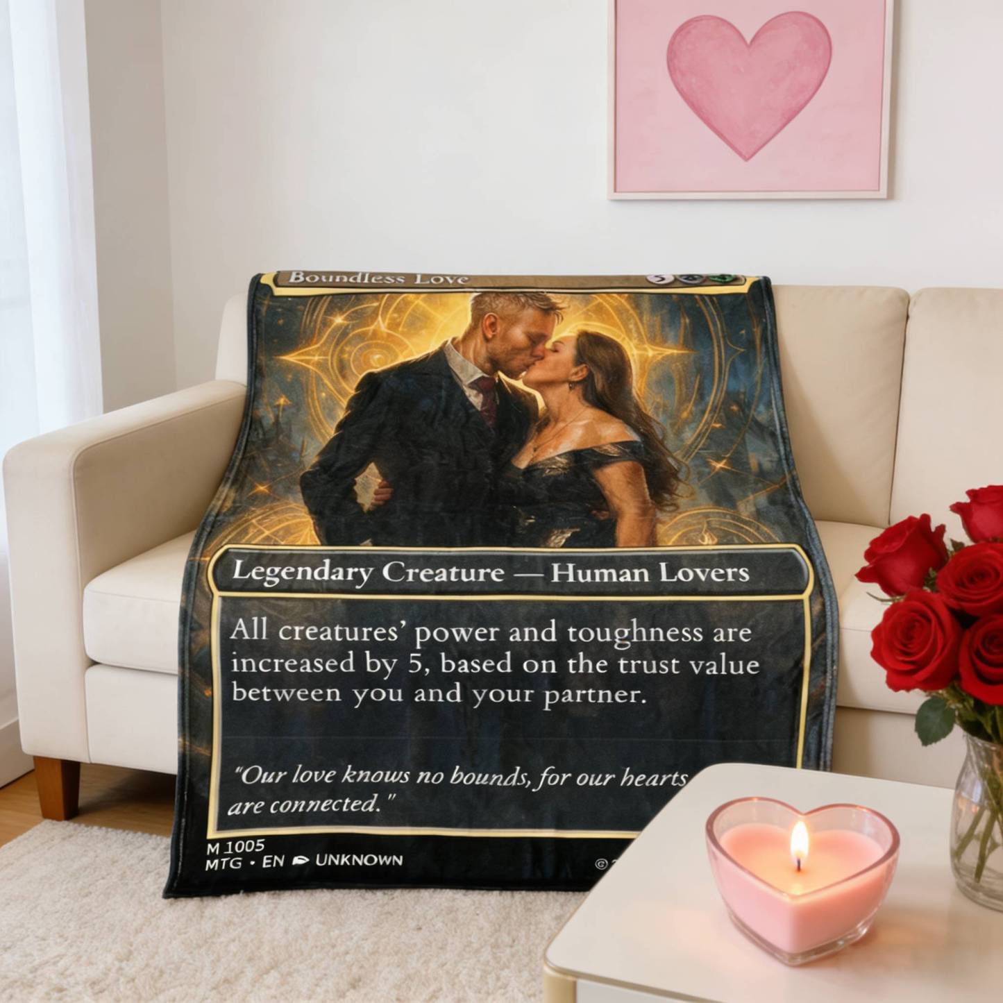Custom Anime Couples Magic Card Blanket Personalized Photo Magic Anime Card Blanket Gift for Lover