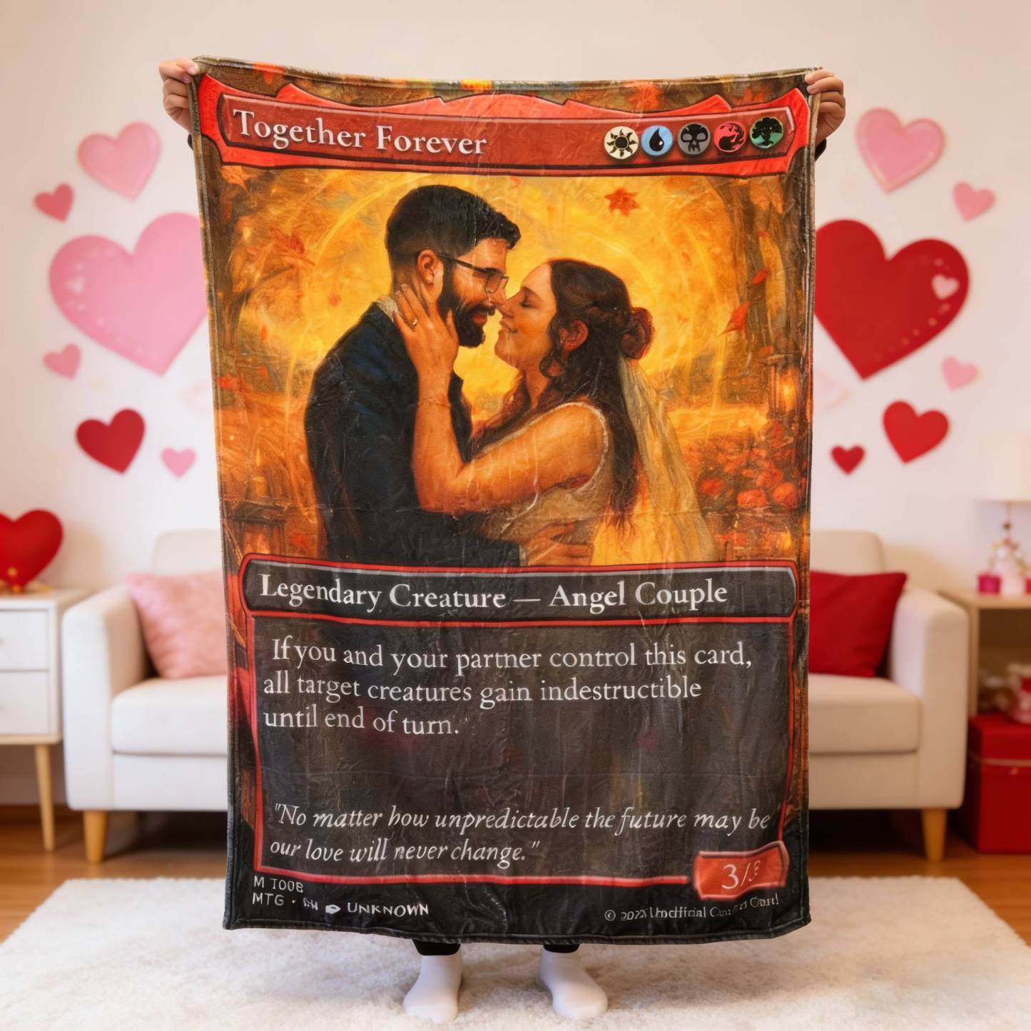 Custom Anime Couples Magic Card Blanket Personalized Photo Magic Anime Card Blanket Gift for Lover