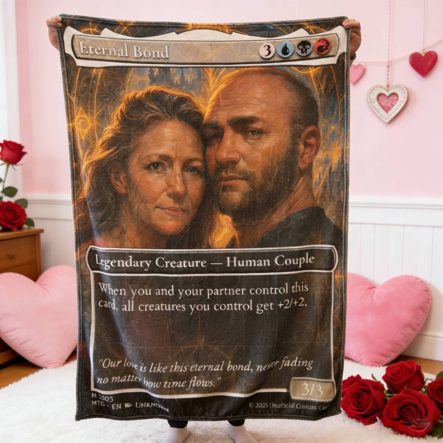 Custom Anime Couples Magic Card Blanket Personalized Photo Magic Anime Card Blanket Gift for Lover