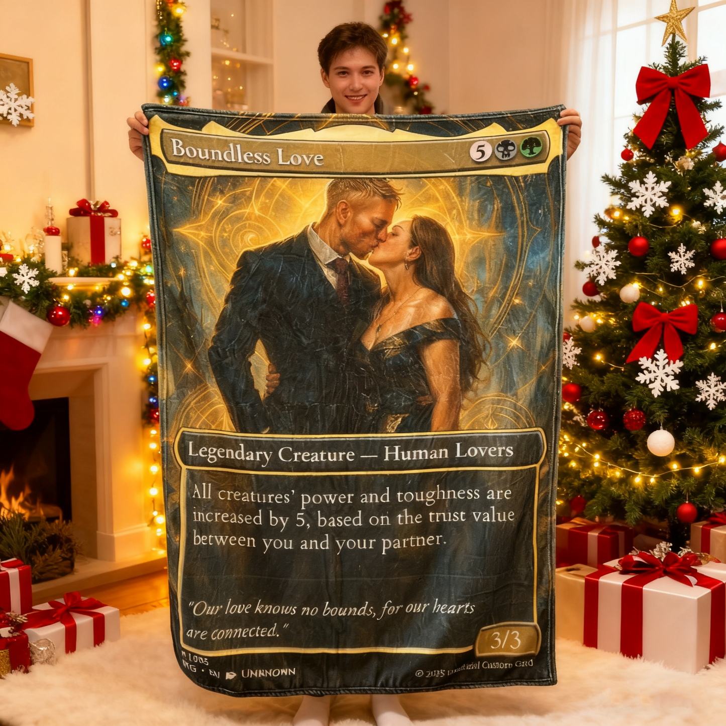 Custom Anime Couples Magic Card Blanket Personalized Photo Magic Anime Card Blanket Gift for Couples