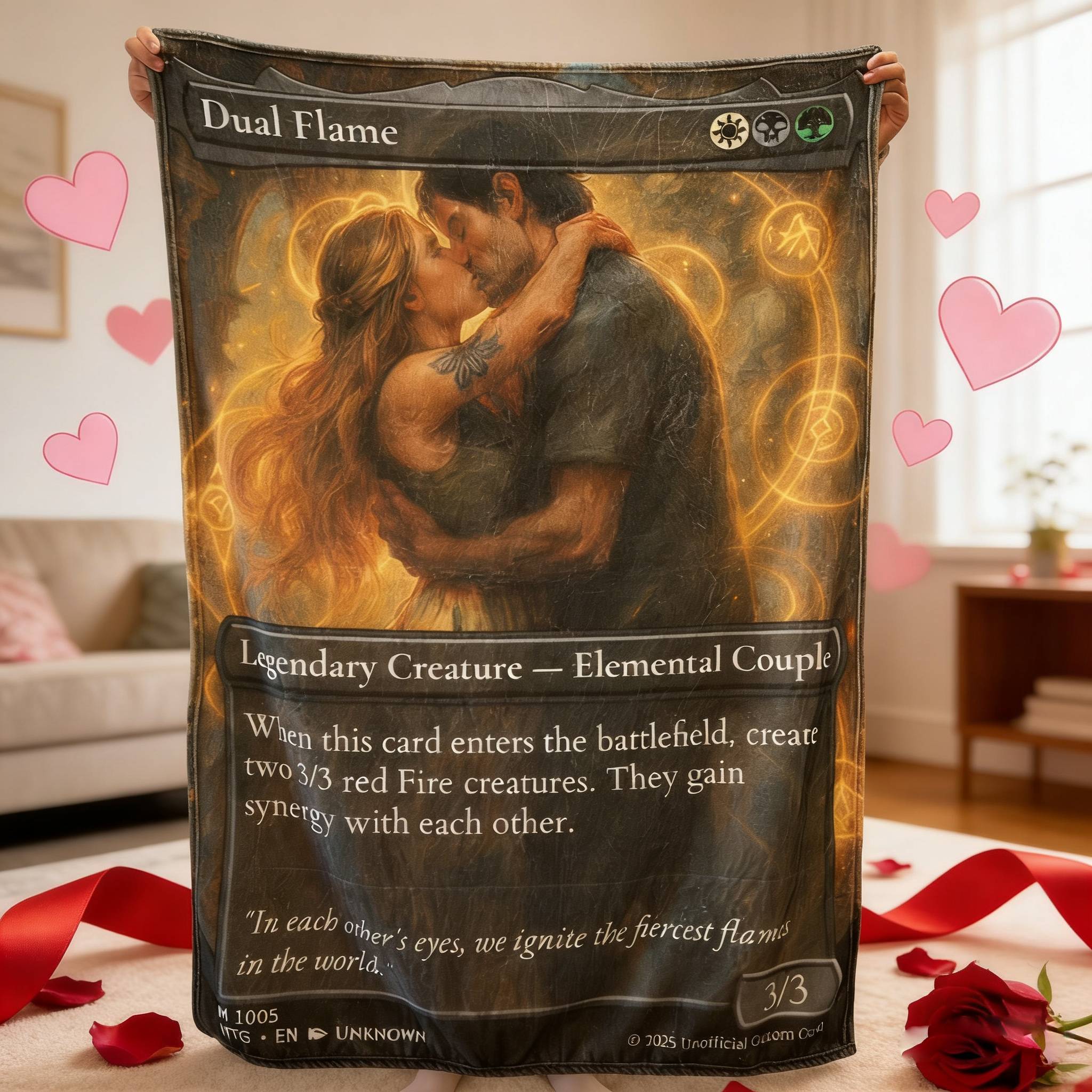Custom Anime Couples Magic Card Blanket Personalized Photo Magic Anime Card Blanket Gift for Lover