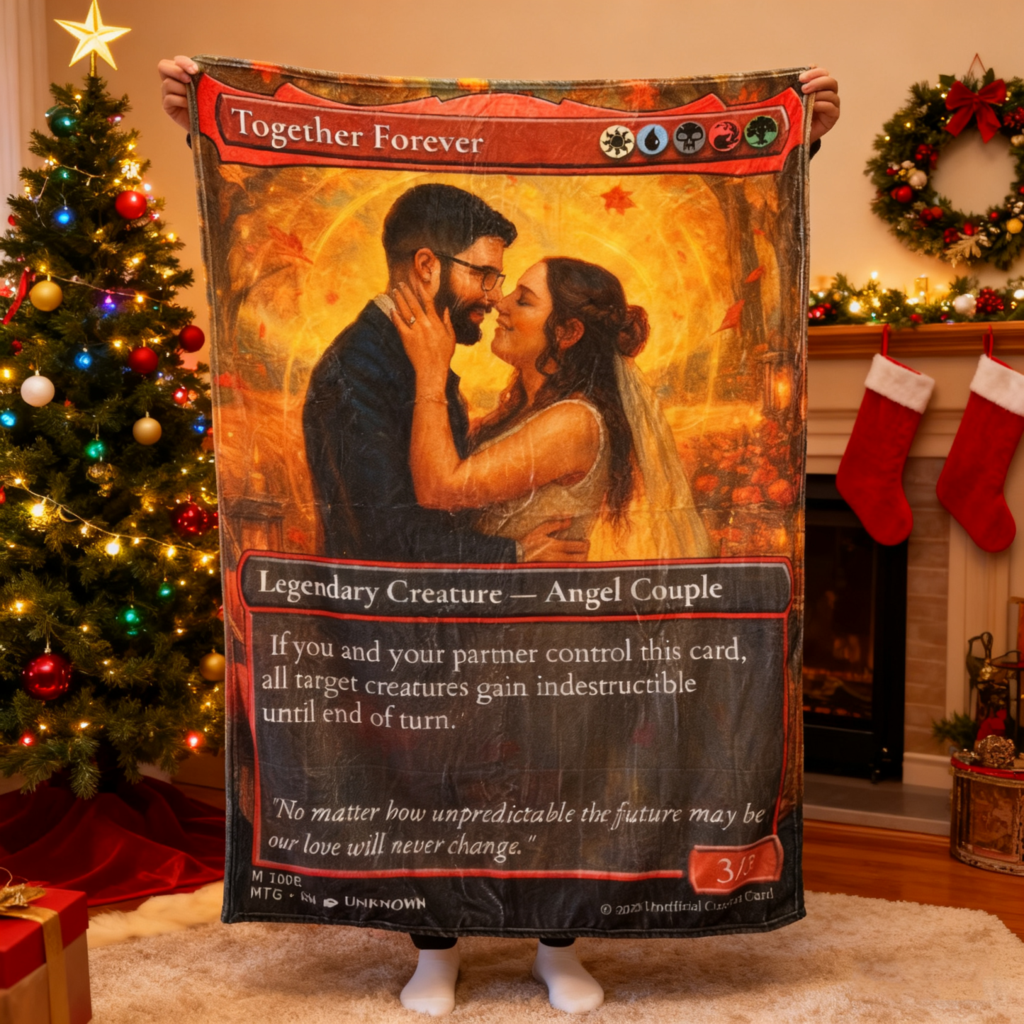 Custom Anime Couples Magic Card Blanket Personalized Photo Magic Anime Card Blanket Gift for Couples