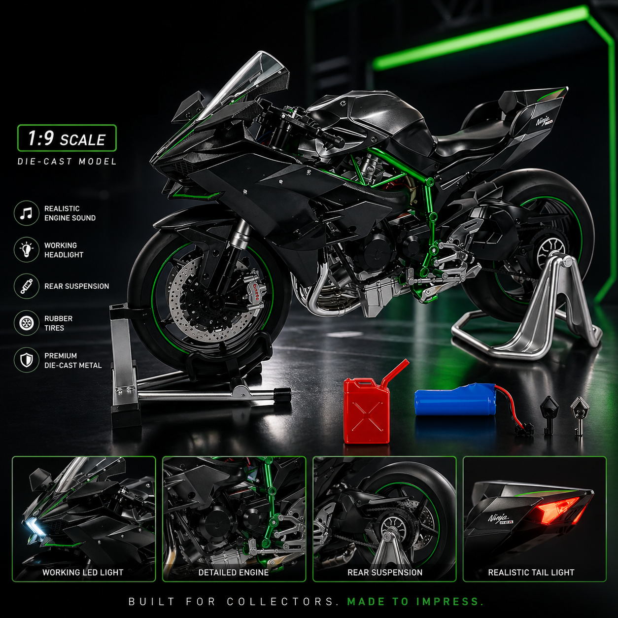 Motorcycle Model for Metal Die-cast Motorcycle Model with Imitation Key Sound Light Spray Moto