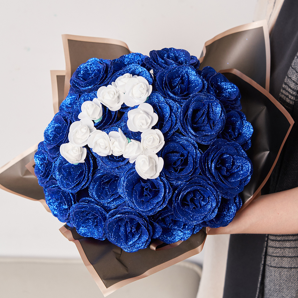 Glitter Rose Bouquet Personalized Glittery initial Eternal Rose Bouquet