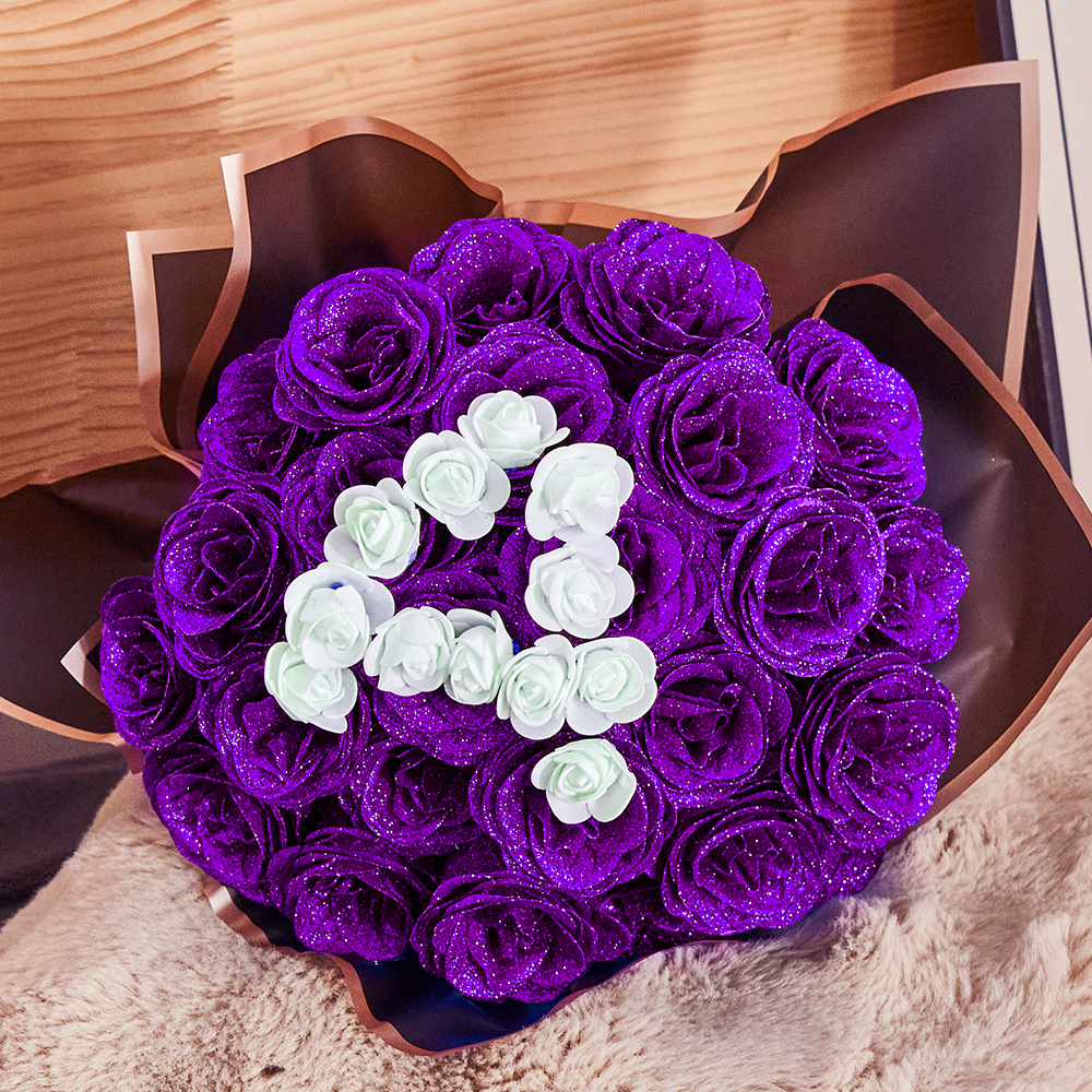 Glitter Rose Bouquet Personalized Glittery initial Eternal Rose Bouquet