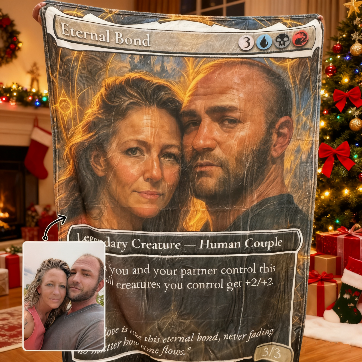 Custom Anime Couples Magic Card Blanket Personalized Photo Magic Anime Card Blanket Gift for Couples
