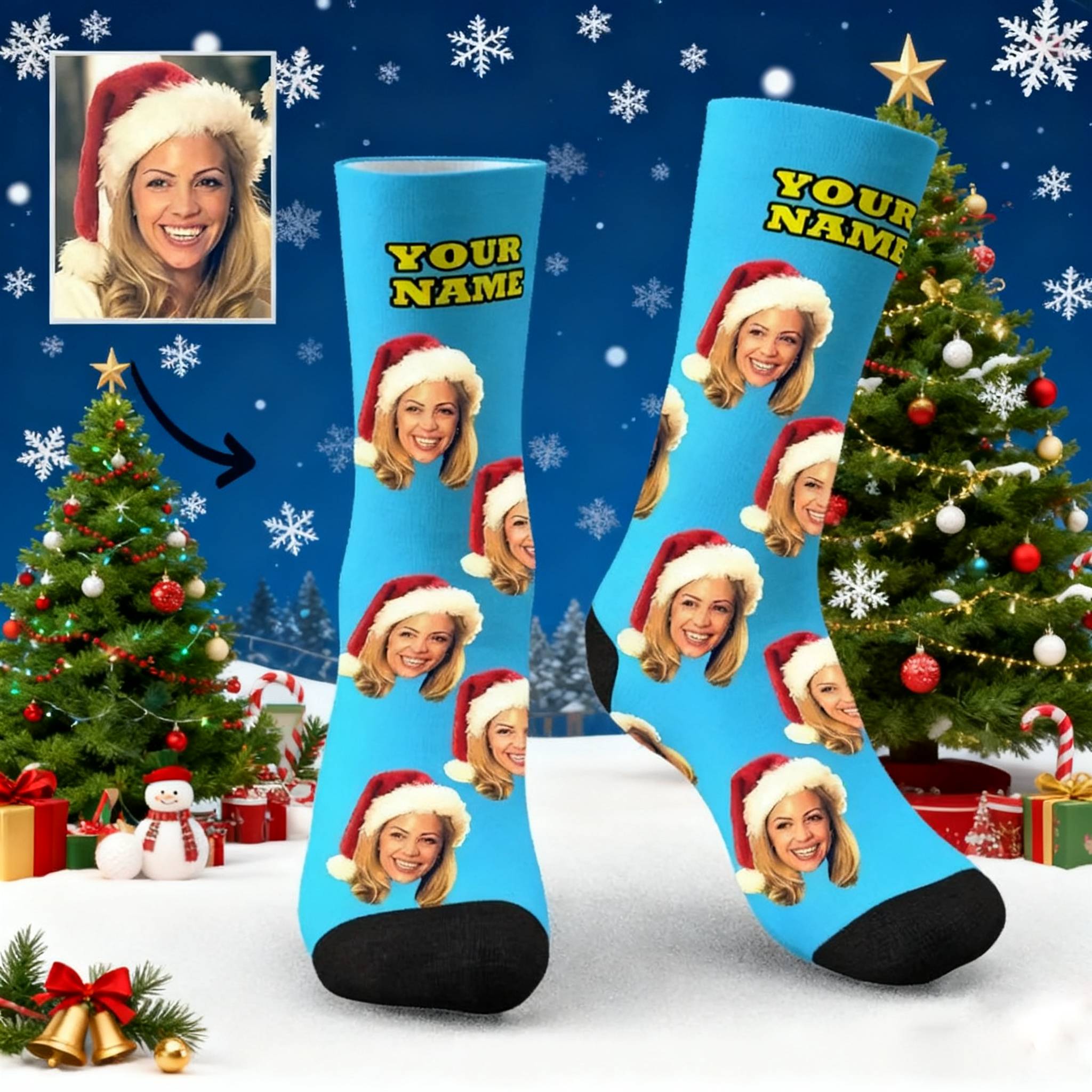 Custom Socks Face Socks Photo Socks with Your Text 3D Preview Colorful Socks Gifts