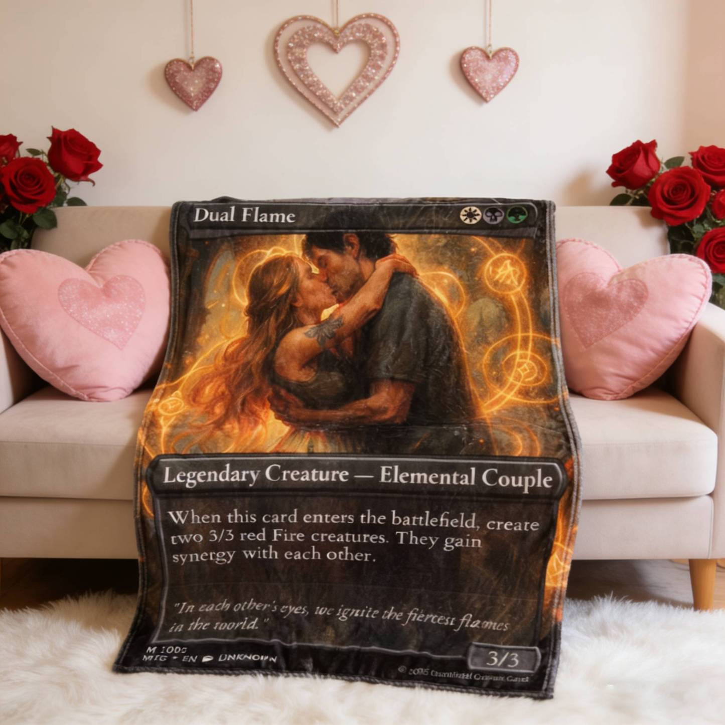 Custom Anime Couples Magic Card Blanket Personalized Photo Magic Anime Card Blanket Gift for Lover