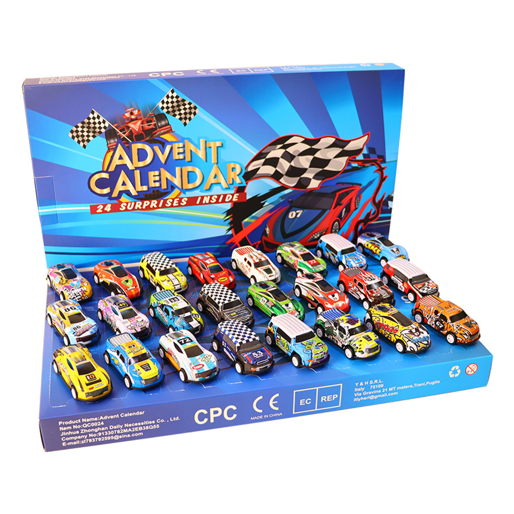 Christmas Advent Calendar Racing Car Model Blind Box Gifts for Kids