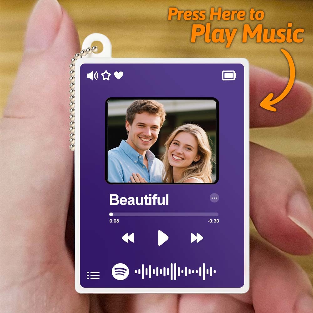 Custom Photo Music Keychain Mini Song Player