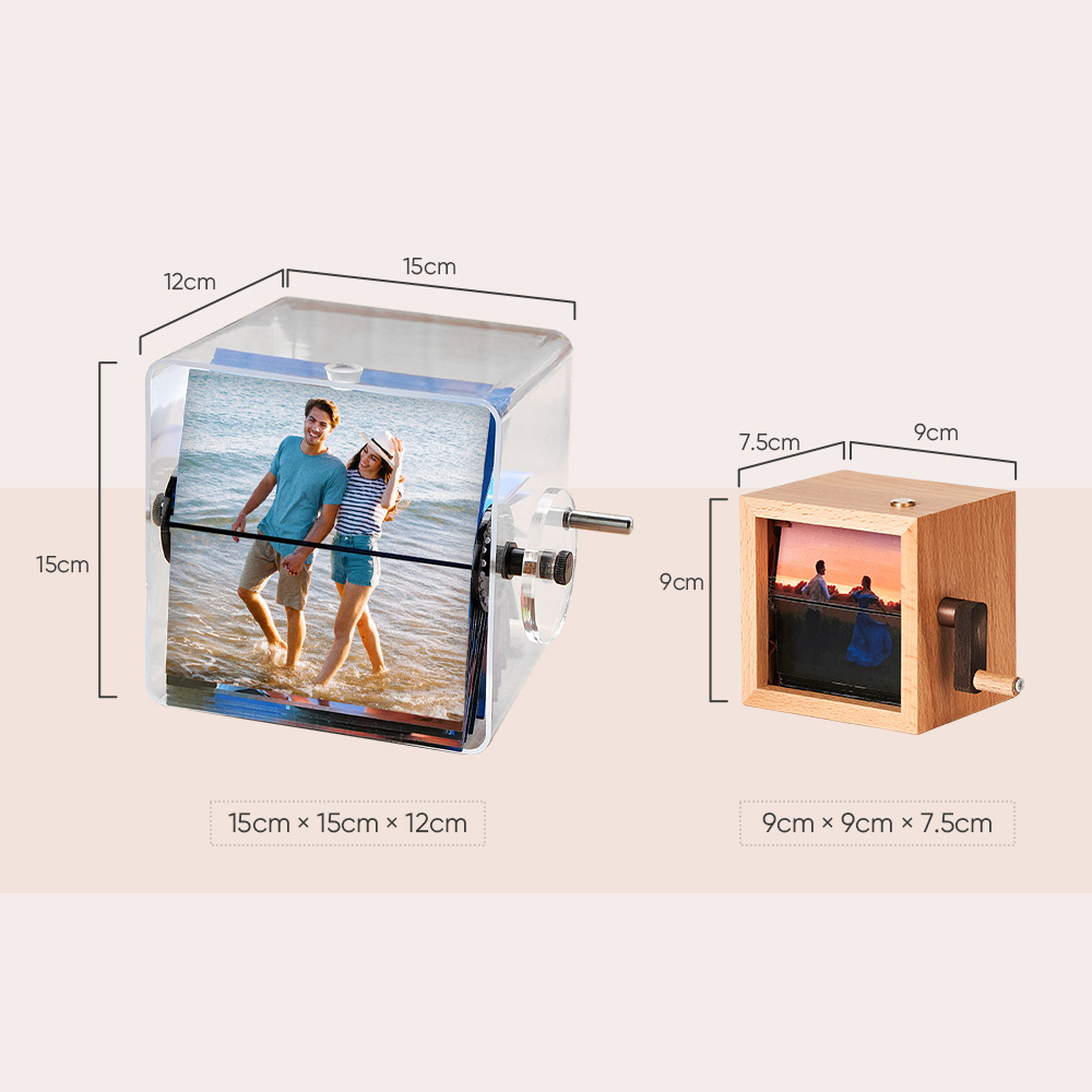 Custom 24 Photos Flipbook Acrylic Frame Animation Machine 15*15cm Mechanical Hand-cranked Flipbook