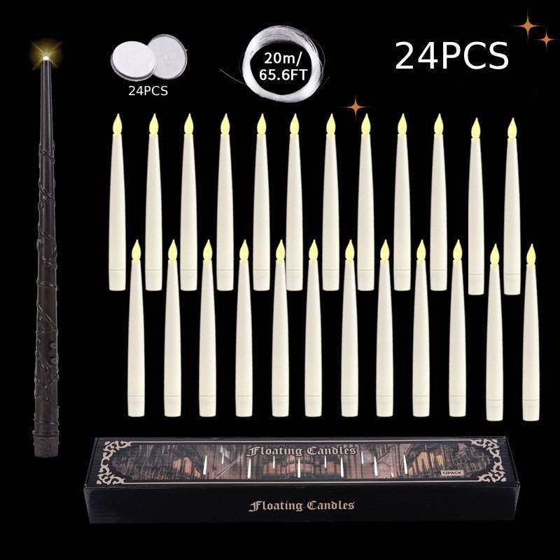 Floating Candles Flameless Candles with Magic Wand Remote for Halloween Decor Flickering Electric LED Candle for Halloween Christmas Decorations
