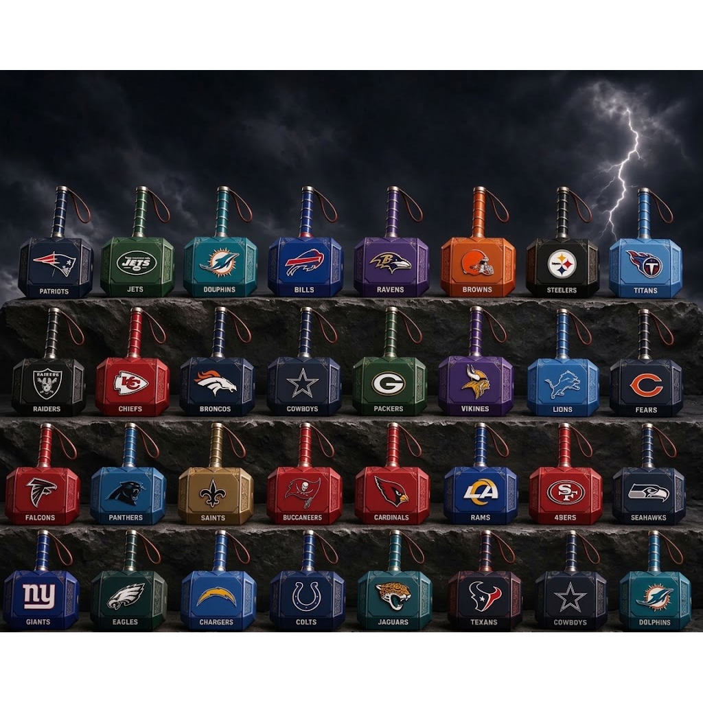 Football Team Inspired Hammer | 3D Printed Football Fan Gift | Life Size Sports Decor | Football Man Cave Gift