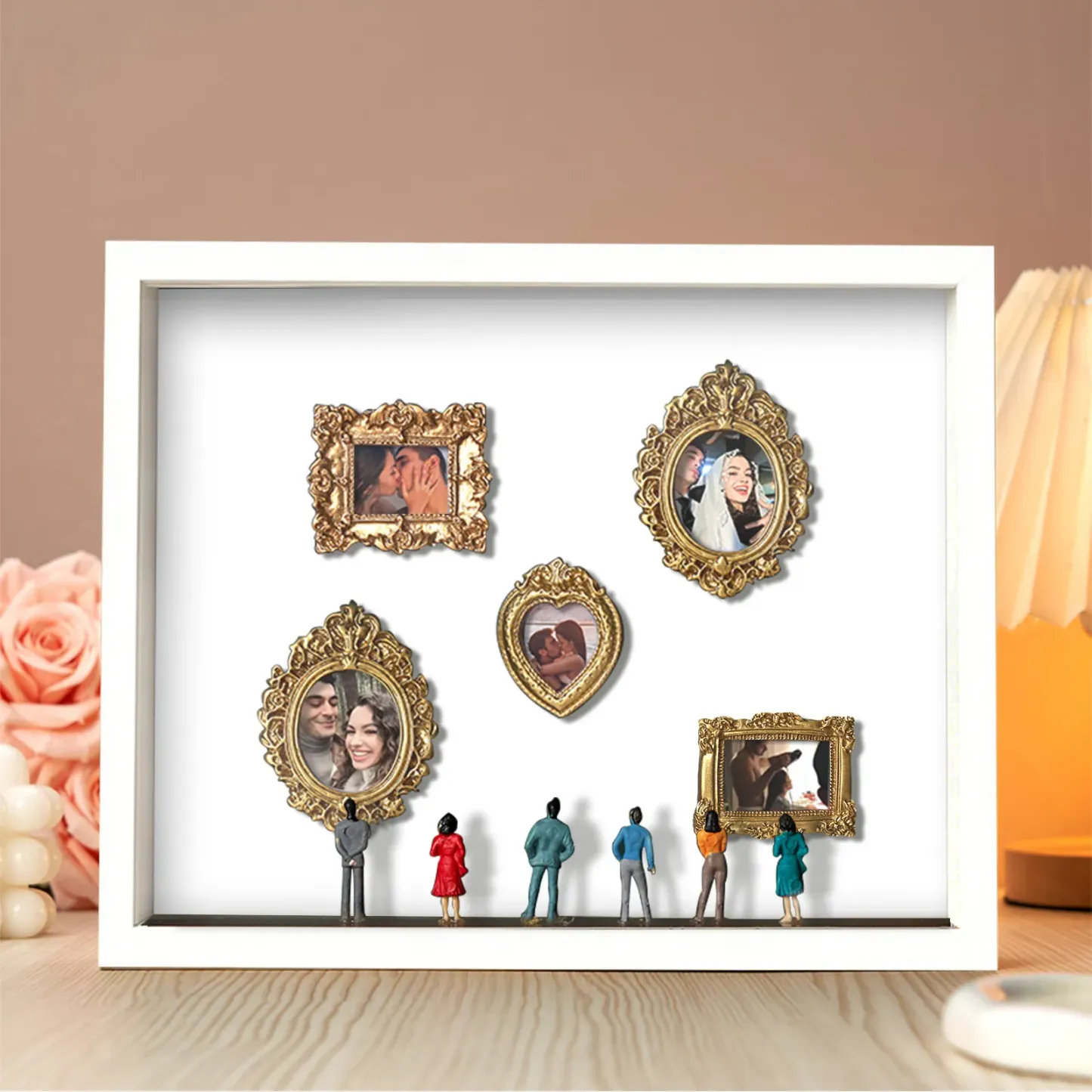 Museum of Us Frame Personalized Couples Gift for Her Cute Miniature Museum Gifts Meaningful Gift Valentine's Day Anniversary Gift Gold Color- Custom Museum of us Frame