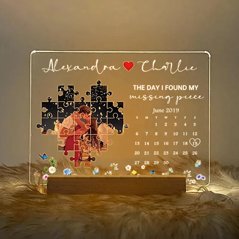 The Day I Found My Missing Piece Light Frame Personalized Gift Valentine's Day Gifts