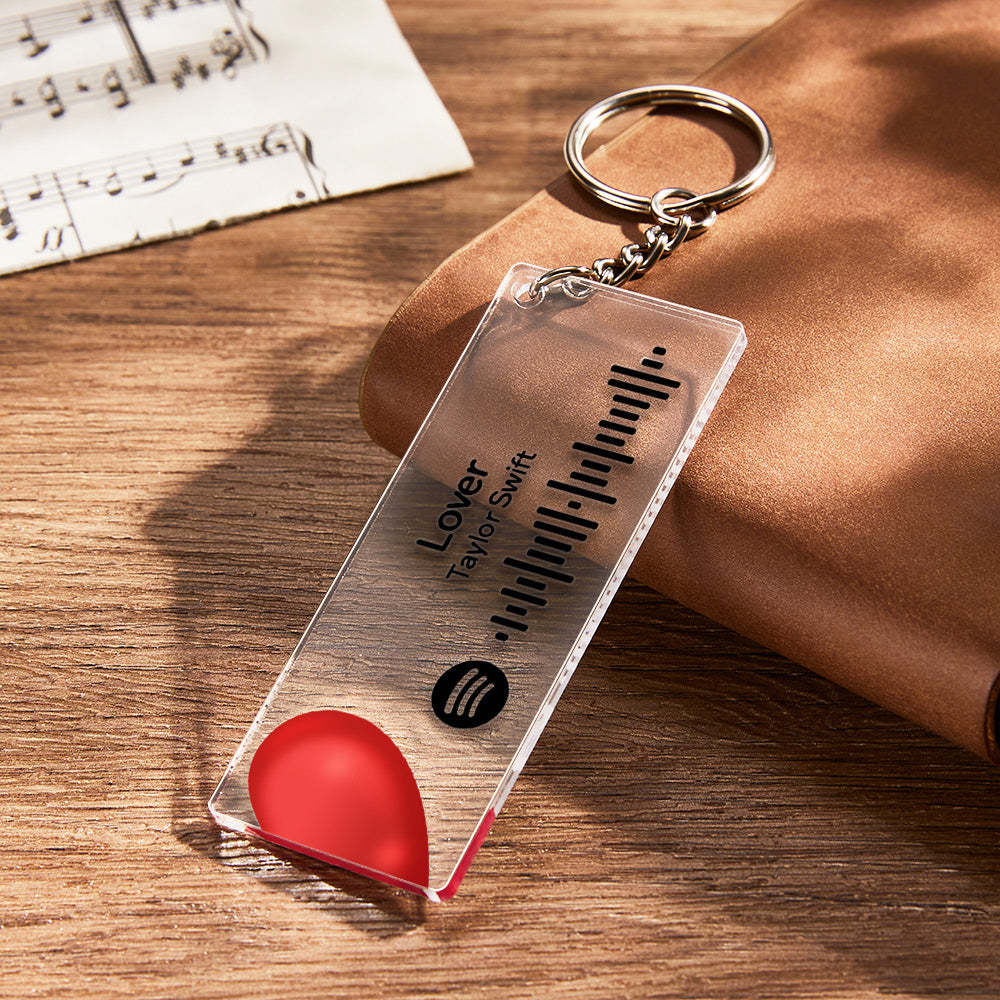 Scannable Custom Spotify Code Keychain Acrylic Music Plaque Heart Keychain Romantic Couple Gifts - Bestchristmasgifts
