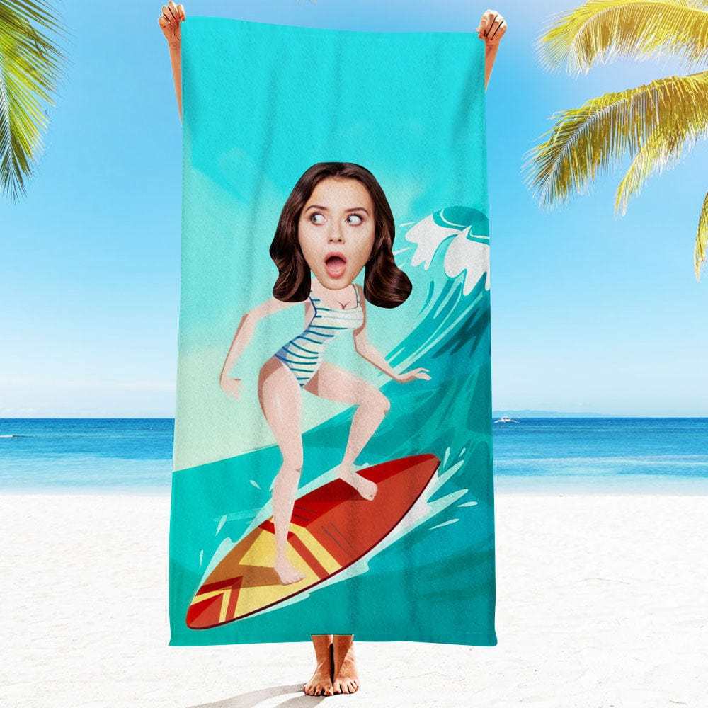 Custom Face Beach Towel Personalized Beach Towel Gift for Mother - Giftlab