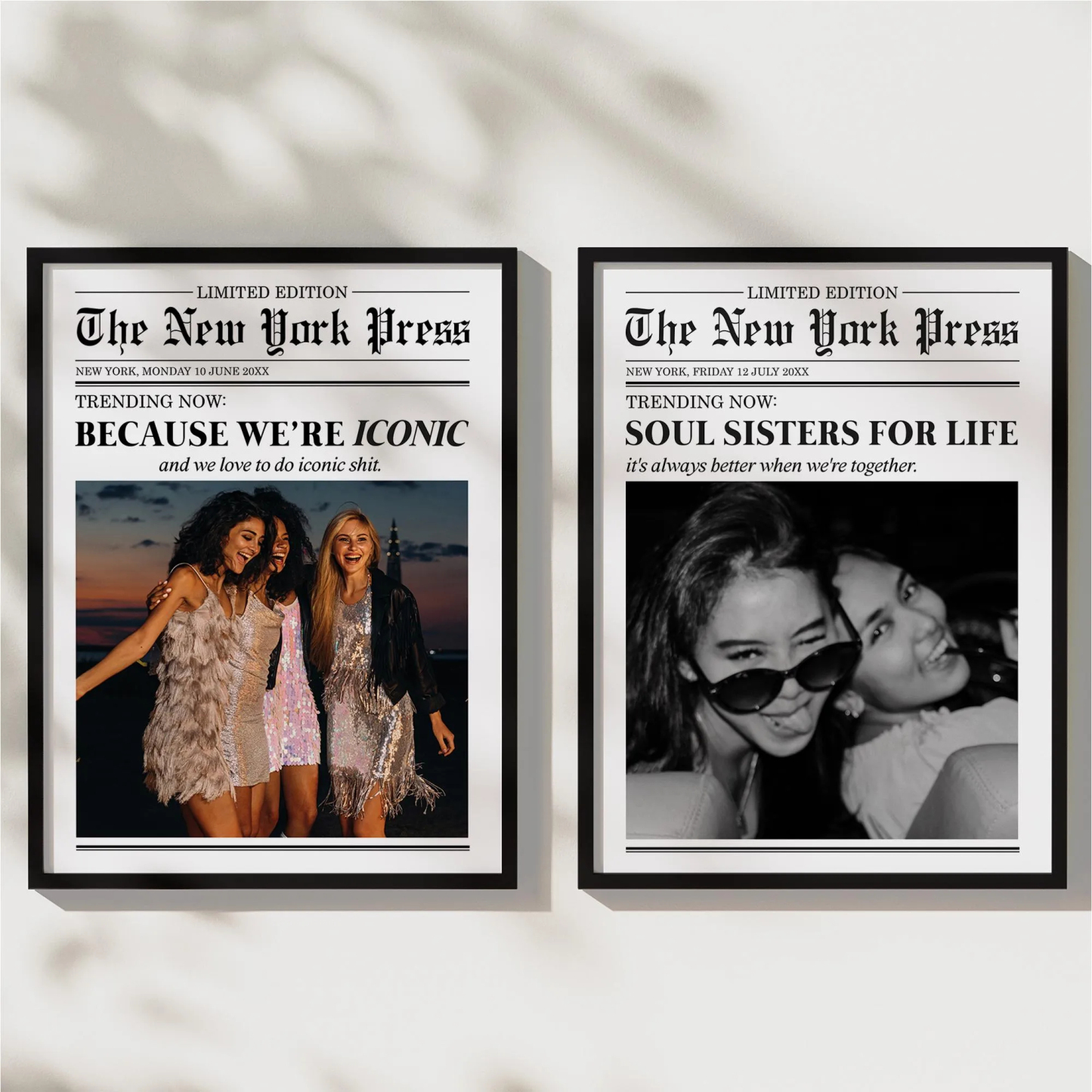 Custom Newspaper Print Frame Decor Personlaized Friendship Wall Art Decor Gift for Friends for Couple