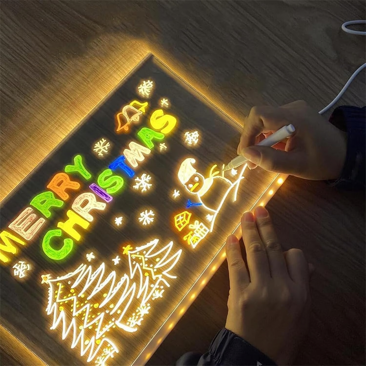 Illuminated Acrylic Dry Erase Board with Stand and 7 Pens