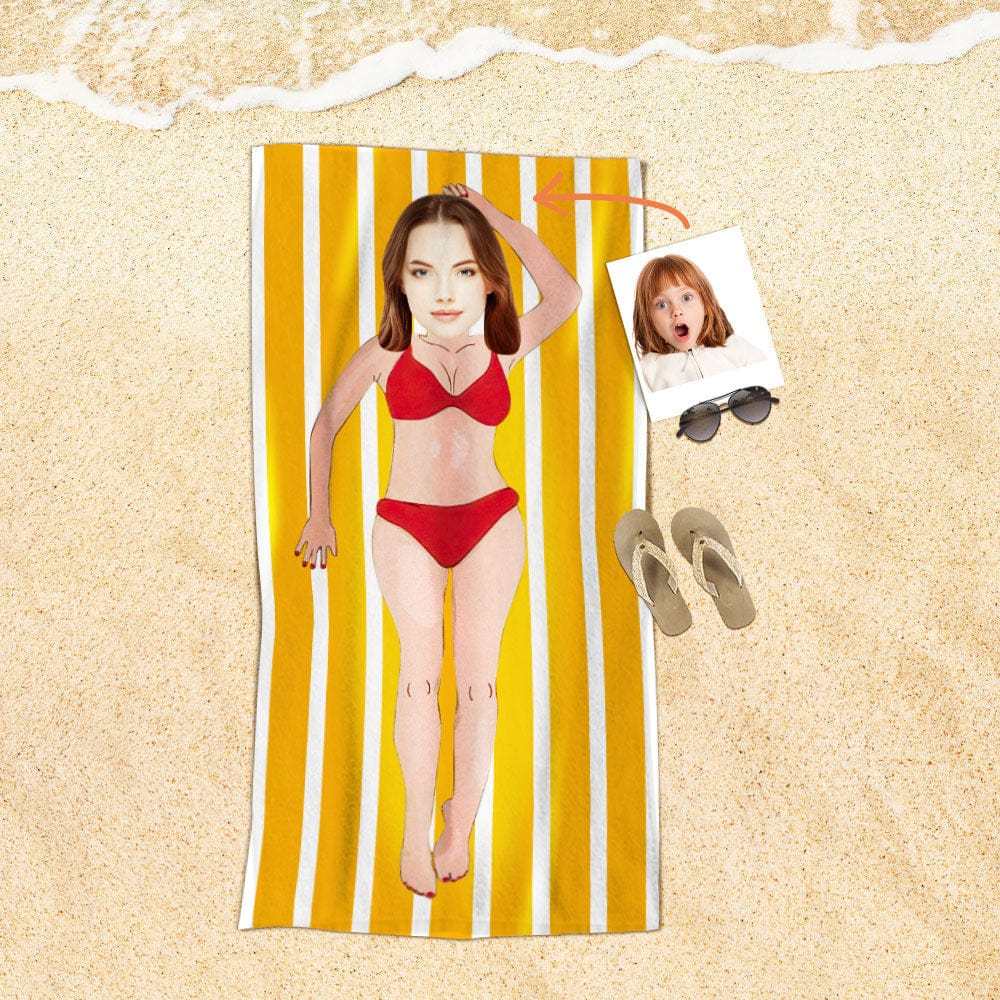 Custom Face Beach Towel Personalized Beach Towel Funny Gift for Kids - Giftlab