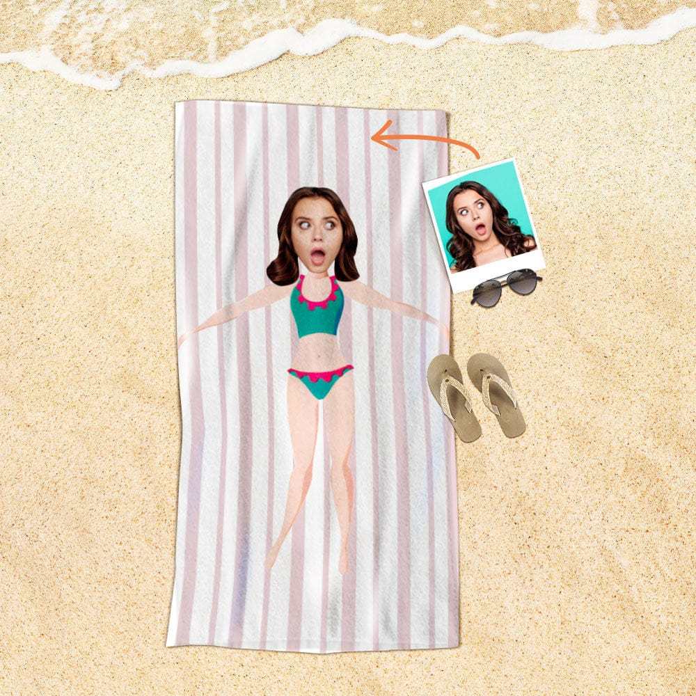Custom Face Beach Towel Personalized Beach Towel Funny Gift for Kids - Giftlab