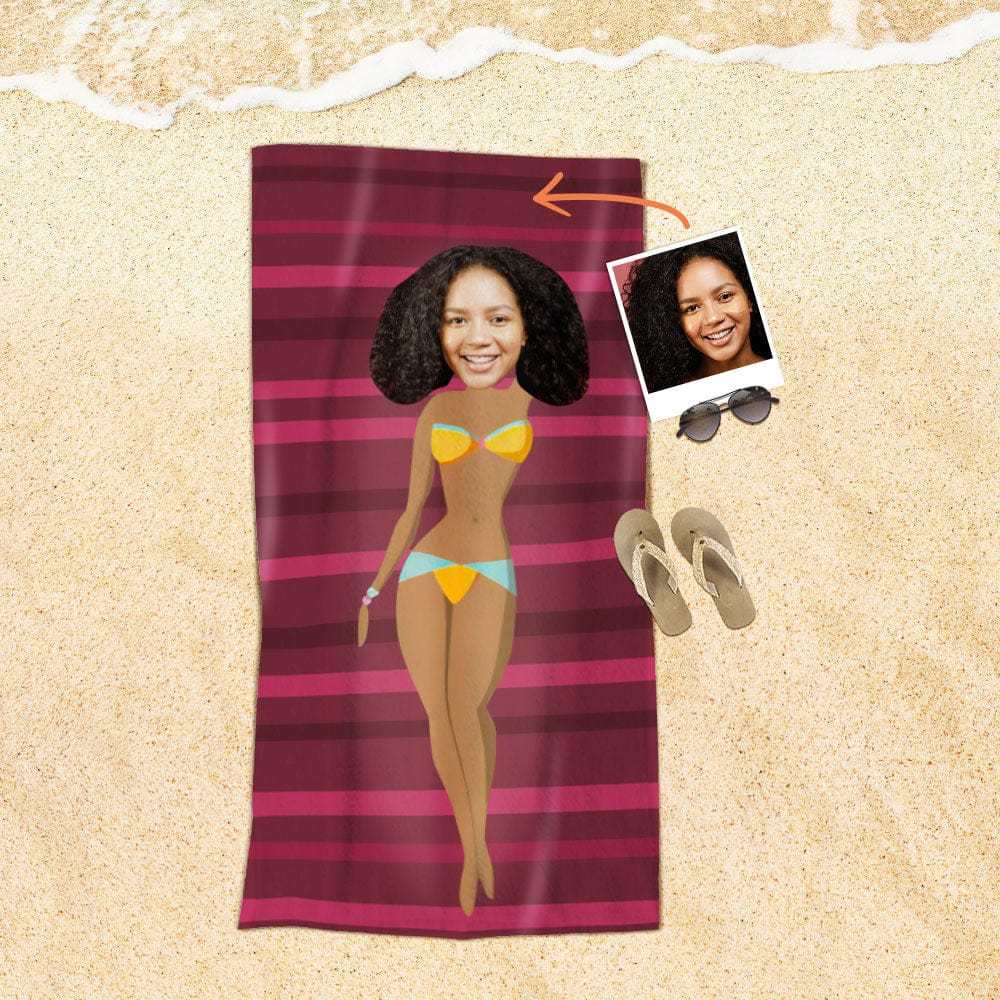 Custom Face Beach Towel Personalized Beach Towel Gift for Mother - Giftlab
