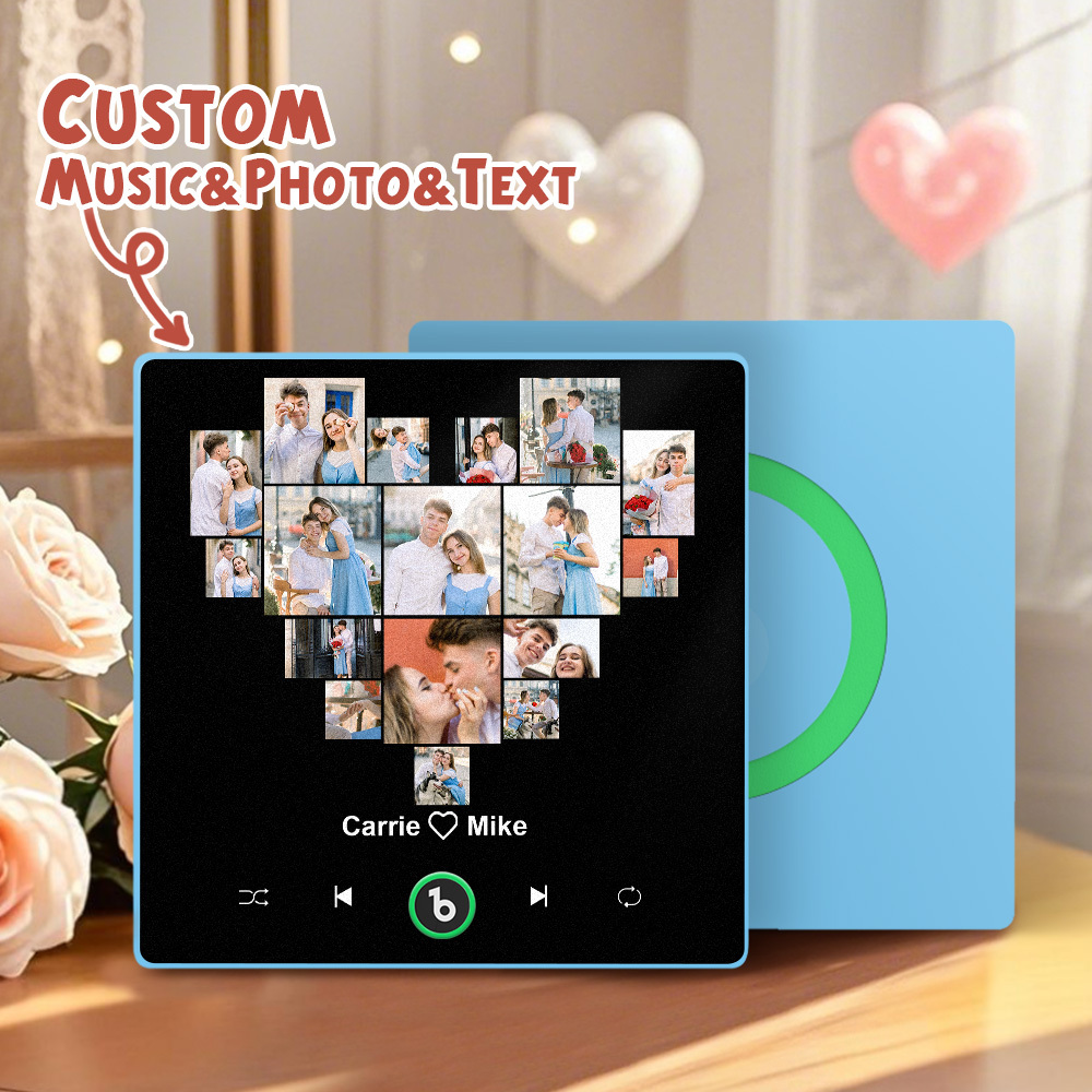Custom Music And Photo Fridge Magnet Personalized Heart Fridge Magnet for Valentine's Day