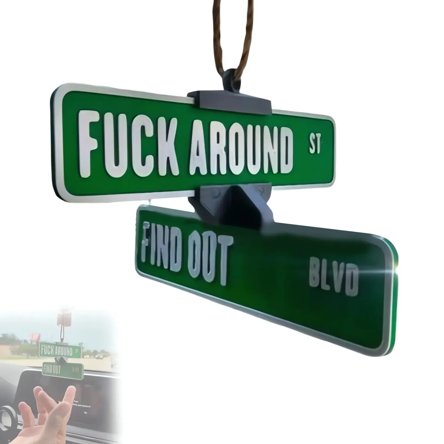 Fuck Around and Find Out Street Sign Hanger 3D Printed Funny Street Warning FAFO Sign Decoration Caraccessories Christmas Gift