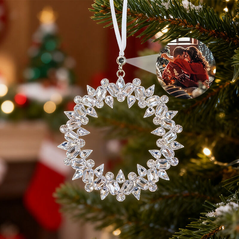 Personalized Photo Projection Ornament Projection Picture Pendant with Diamonds Special Gift for Christmas
